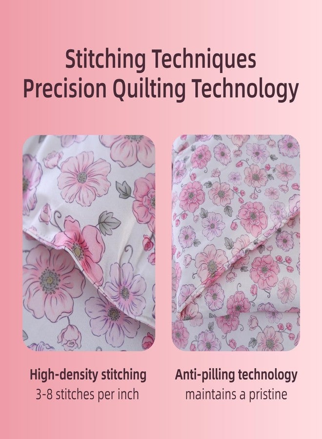 MAG 3Pcs Twin Size Floral Microfiber Jersey Knit Comforter Set,Pink Flower Bedding Comforter set Twin Size,Soft Cooling Bed Set,with 1*comforter and 2*Pillowcases,Best Home Decor Gift for Girls and Women. - Image 4