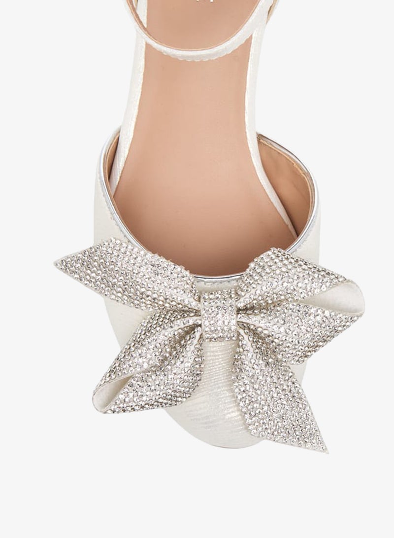 Celeste Girls Bow Applique Block Heel Shoes With Hook And Loop Closure - Image 4