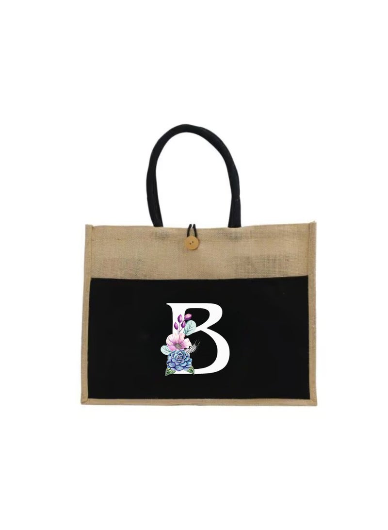 PRINTSHOP4ME Jute Bag Initial Letter Printed Design–Reusable,Durable Tote Bag For Gifting Or Everyday Use|Used For Festive Celebrations&Gifts For Special Person - Image 2