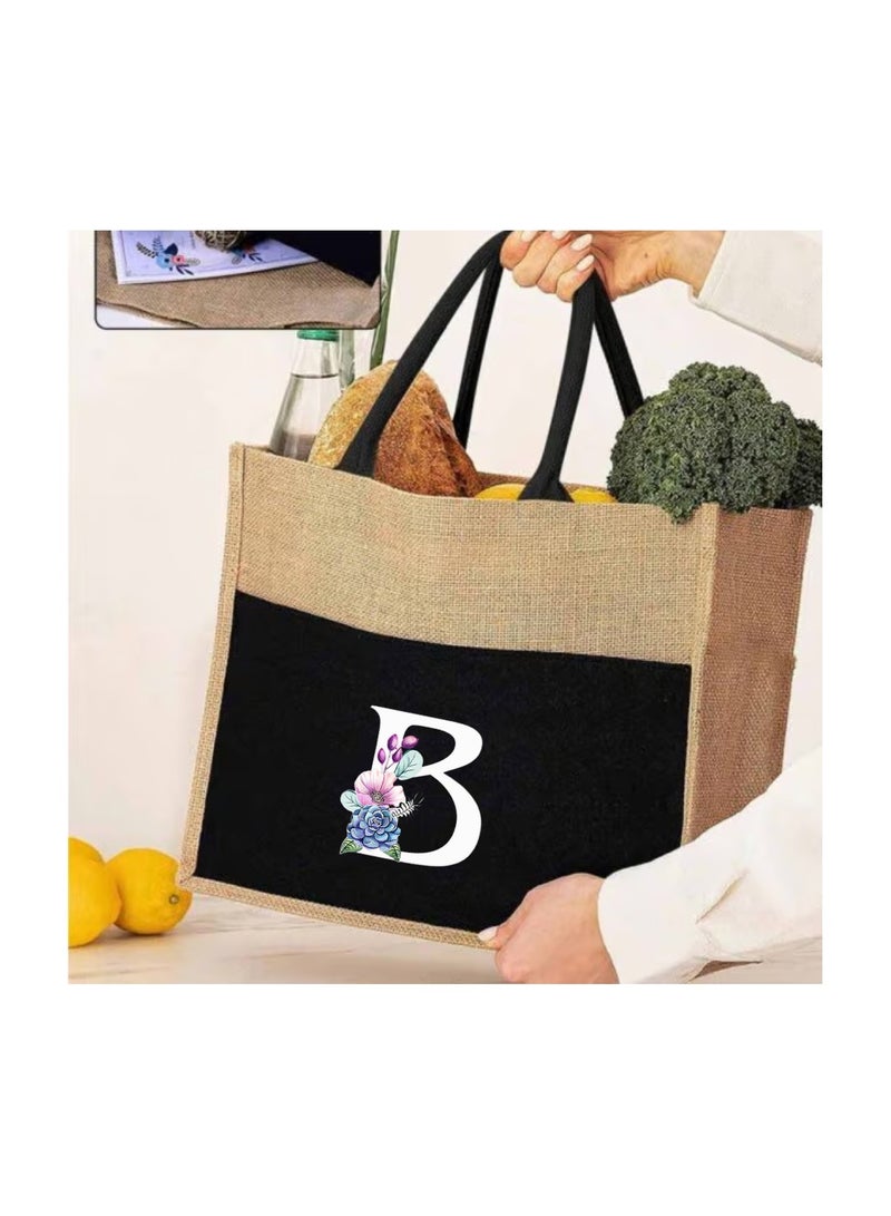 PRINTSHOP4ME Jute Bag Initial Letter Printed Design–Reusable,Durable Tote Bag For Gifting Or Everyday Use|Used For Festive Celebrations&Gifts For Special Person - Image 3