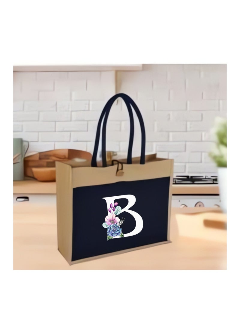 PRINTSHOP4ME Jute Bag Initial Letter Printed Design–Reusable,Durable Tote Bag For Gifting Or Everyday Use|Used For Festive Celebrations&Gifts For Special Person - Image 5