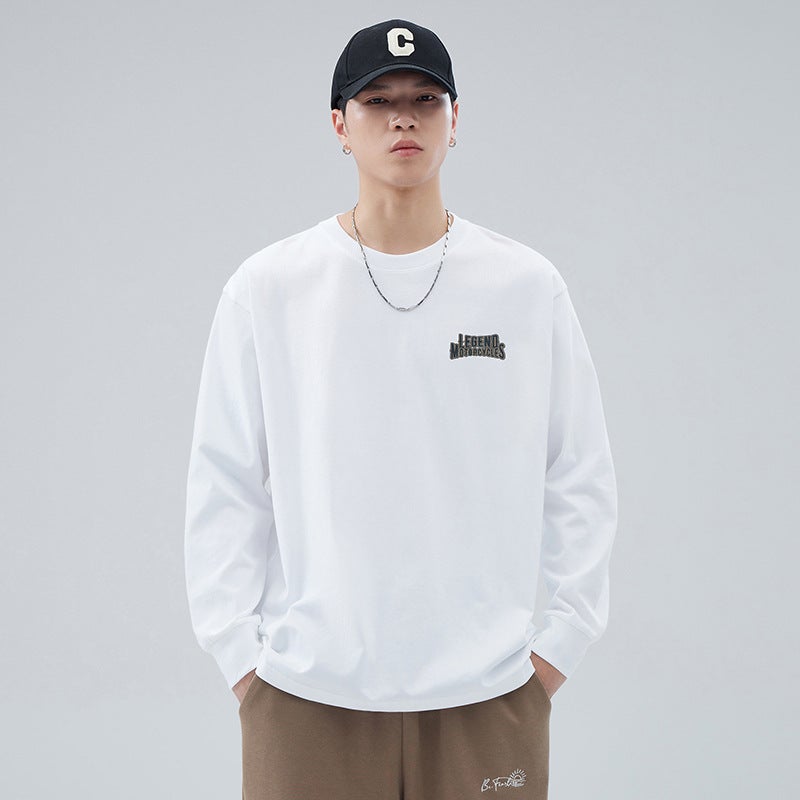 Yuyun 2024 Spring New American Fashion Motorcycle Drop-Shoulder Heavy Cotton Outer Wear Inner Long Sleeve T-Shirt For Men - Image 1