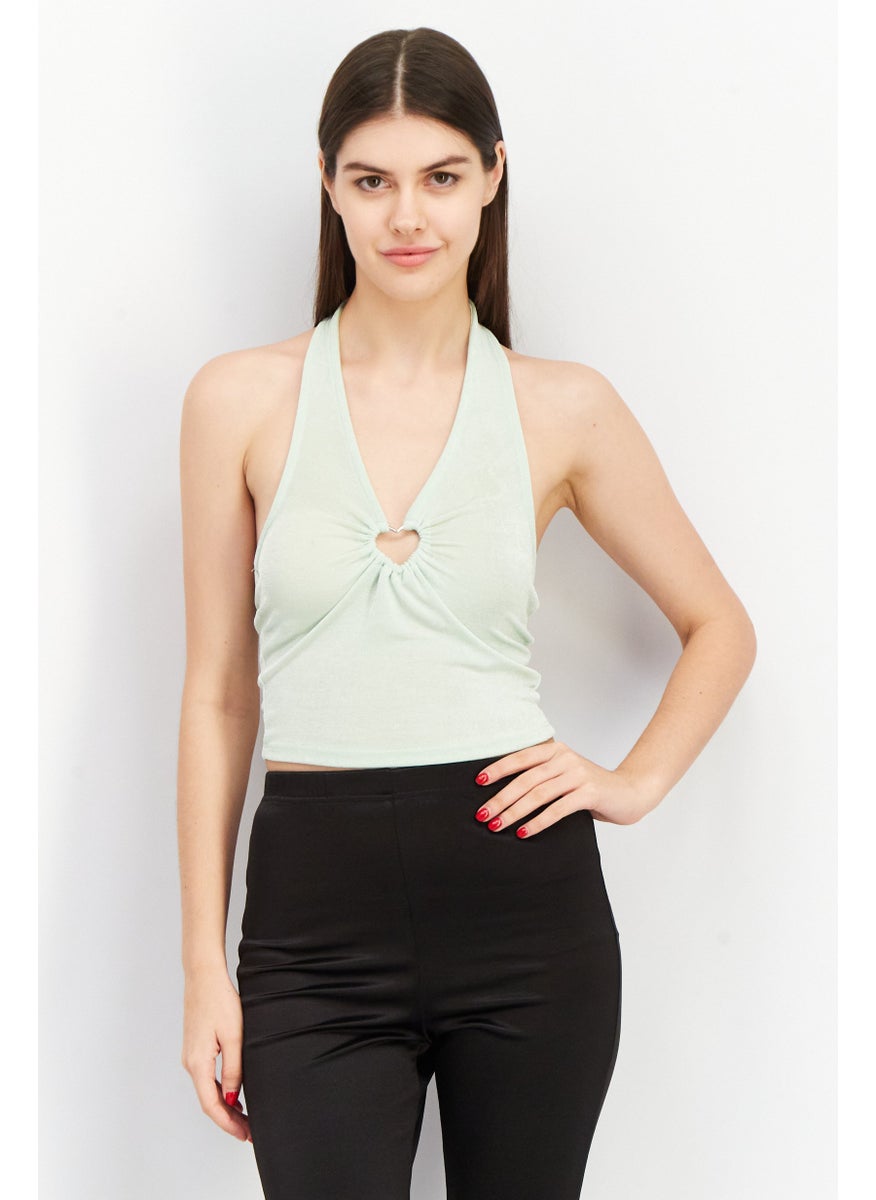 Women Halter Neck Sleeveless Textured Crop Top, Green - pzsku/Z10D32F3343C68263470FZ/45/_/1737728231/2e6262ab-6f8a-489a-9323-c005f236d0b6