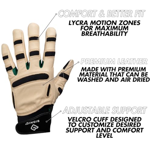 Bionic Men's ReliefGrip Gardening Premium Leather Gloves (Large) - Image 2