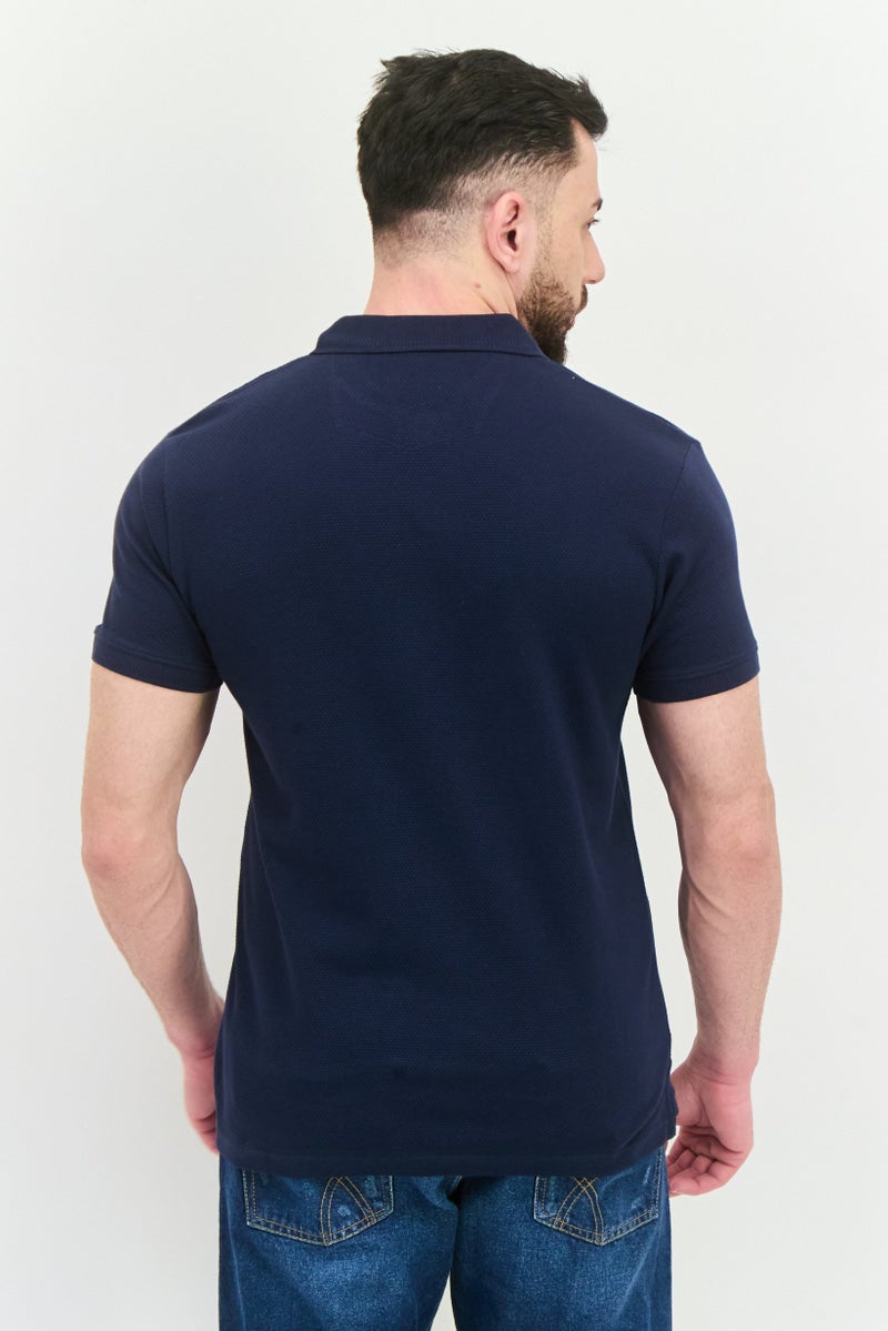 Peter Werth قميص بولو قصير الأكمام بتصميم عادي للرجال، كحلي - Image 3