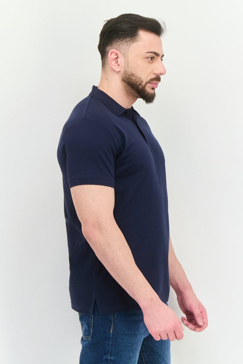 Peter Werth قميص بولو قصير الأكمام بتصميم عادي للرجال، كحلي - Image 2