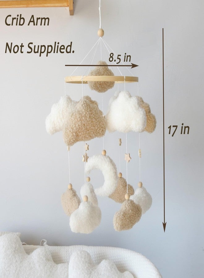 Goukurlsma Neutral Boho Cloud Mobile for Crib with Moon Neutral Baby Crib Mobile Boho Crib Mobile Boucle Baby Mobile for Crib Bassinet - Image 2