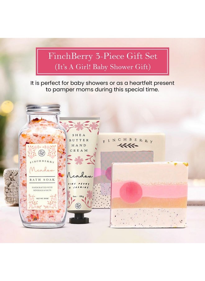 FinchBerry FinchBerry 3-Piece Gift Set - It’s A Girl! Baby Shower Gift, New Mom Care Package, First-Time Mom Gifts, Baby Girl Gift - Includes Handmade Shea Butter Soap(4.5oz), Bath Soak (20oz) & Hand Cream (1oz)  - Image 3