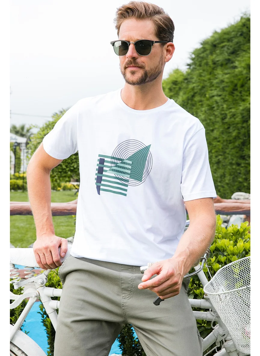 Buratti Printed Crew Neck Cotton Slim Fit T Shirt Men's T Shirt 646B3810