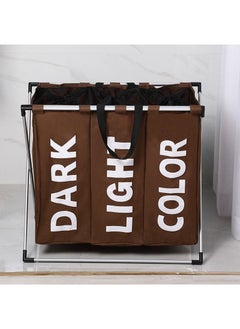 AGD Portable 3-section Multifunctional Waterproof Folding Laundry Basket, Oxford Cloth Material, Environmental Protection Paint, Aluminum Frame  - Image 2