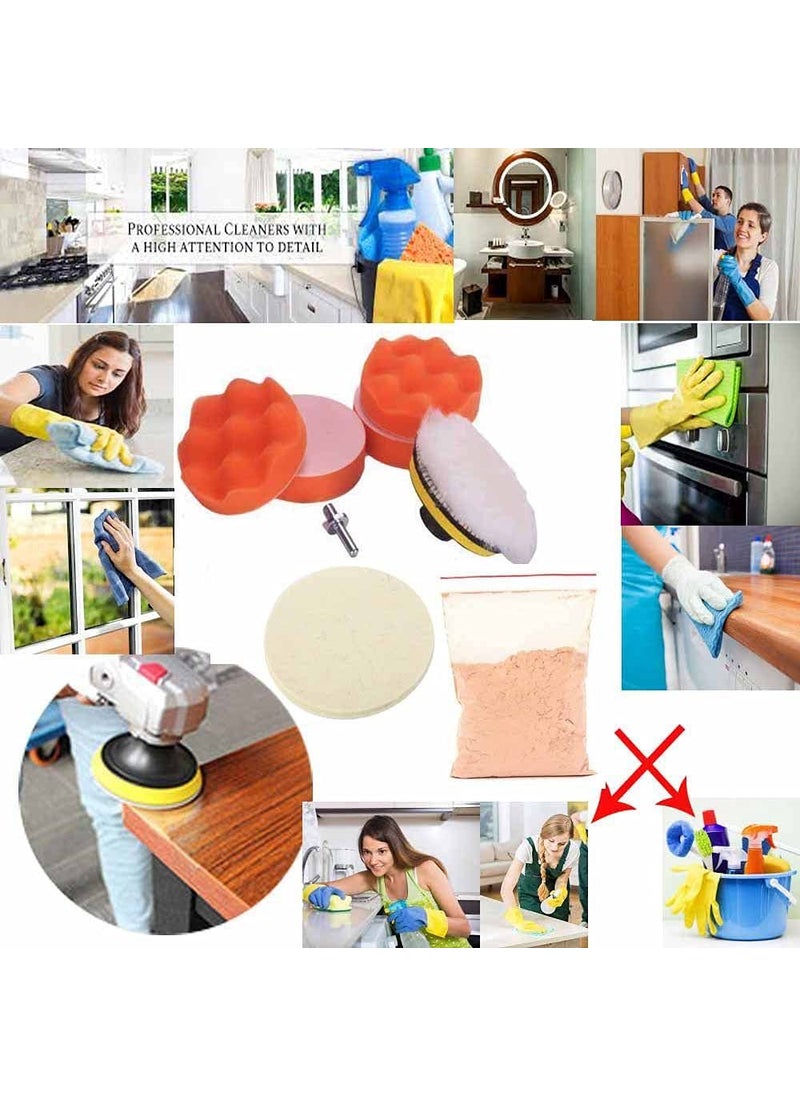 DIY Crafts Diy Crafts 10845 4902 3 Inch Home Cleaning Buffing Pad, Drill Adapter M10 & Cerium Oxide, Multicolor, 8 Piece  - Image 1