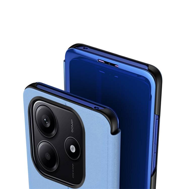 غطاء واقي بPlastic لـ Redmi Note 13 Pro مع حماية من السقوط ومقاومة بصمات الأصابع مع مقاوم للصدمات مع حامل قابل للطي مع غطاء مرآة قابل للطي باللون أسود بوظيفة حامل مع مرآة من البلا. - Image 3