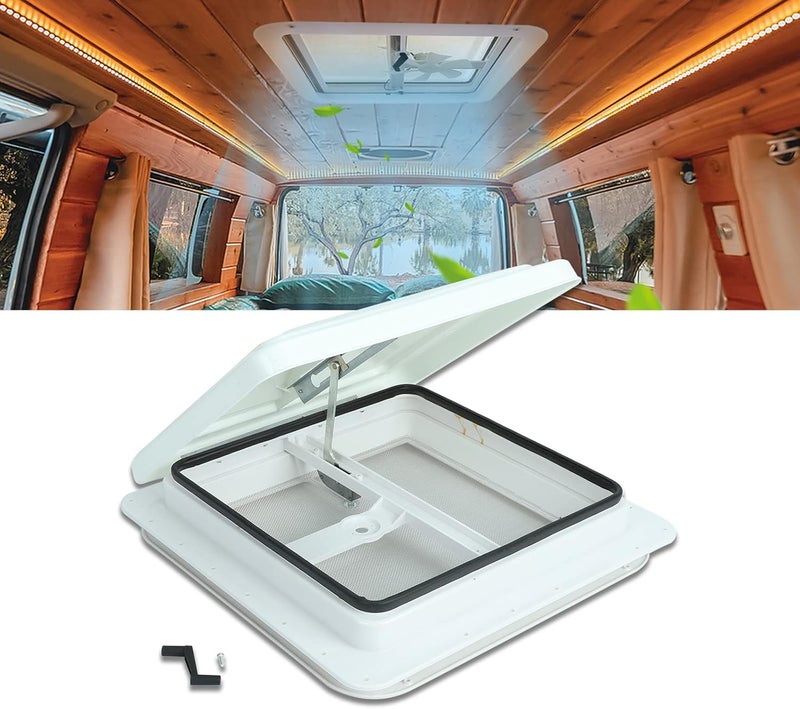 KAFLLA Cargo Trailer Roof Vent, 14" x 14" Manual RV Vent with White Lid - Image 1