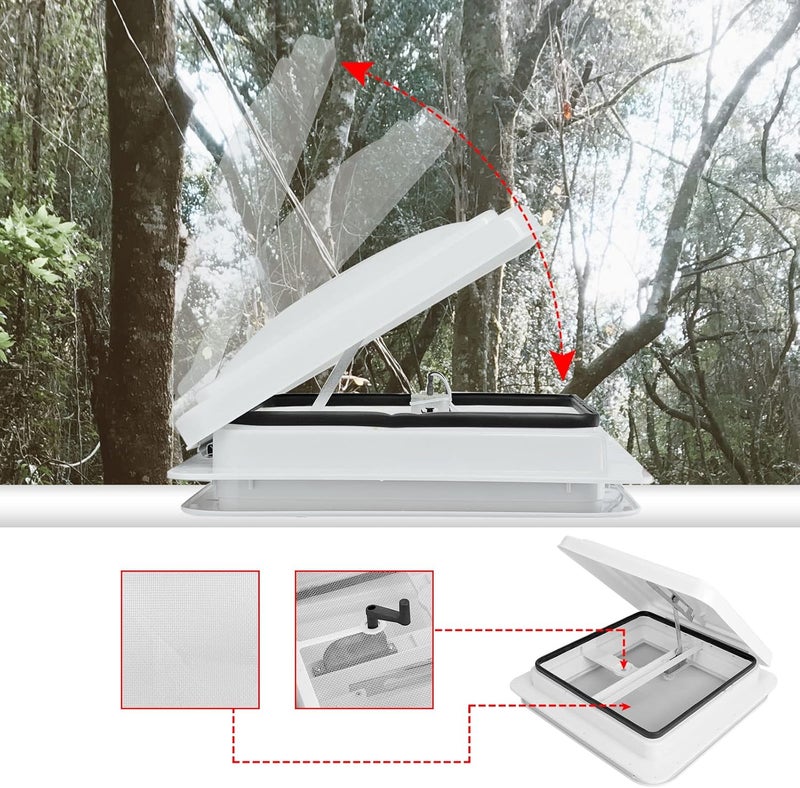 KAFLLA Cargo Trailer Roof Vent, 14" x 14" Manual RV Vent with White Lid - Image 3