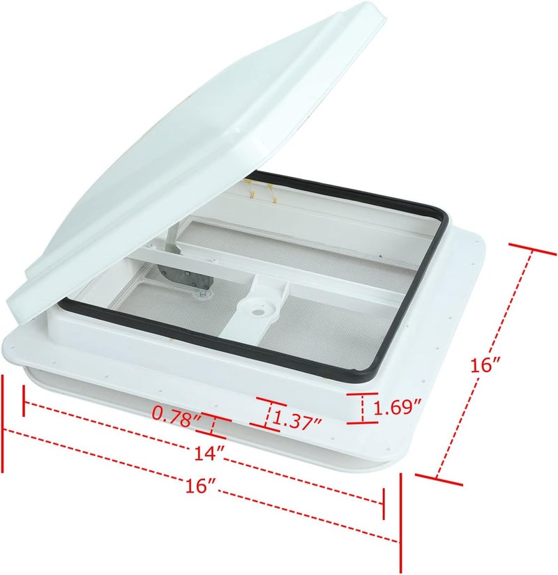 KAFLLA Cargo Trailer Roof Vent, 14" x 14" Manual RV Vent with White Lid - Image 5