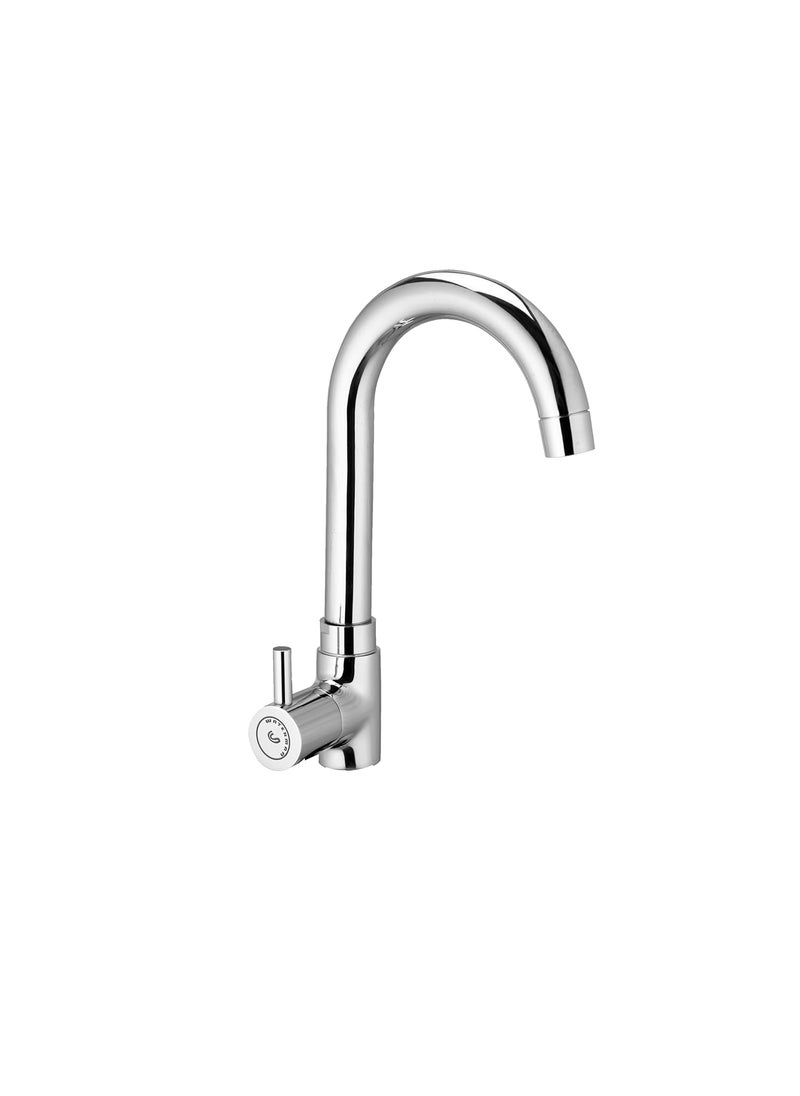 Waterman - WATERMAN® Aria Swan Neck Pillar Tap (Pack of 1) 360° Flexible Rotating Swivel Spout Brass Chrome Finish Deck Mount Taps for Kitchen Sink and Bathroom Washbasin - Image 1