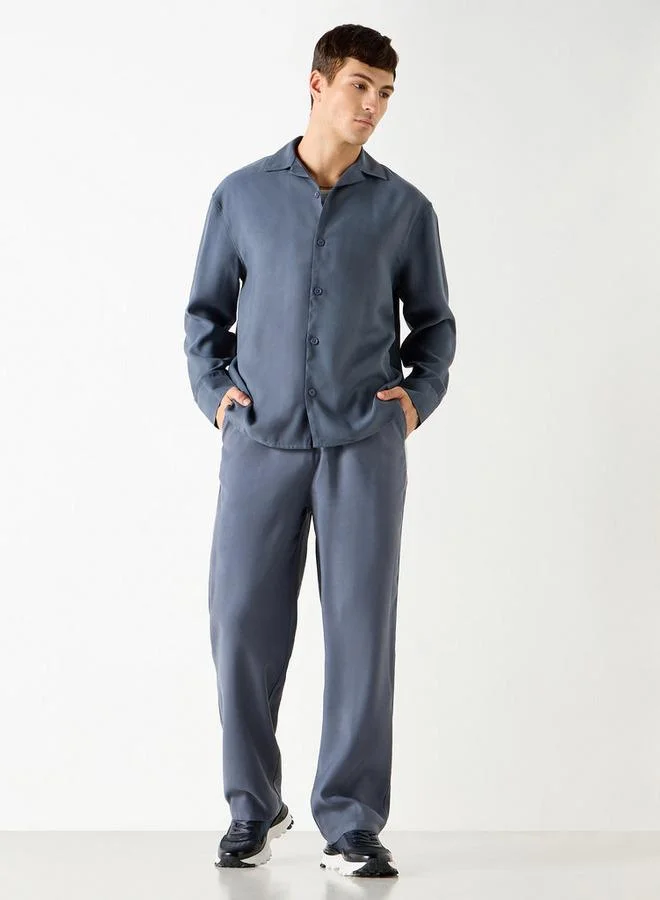 سبلاش فيڤ قميص بياقة قميص بأكمام طويلة بقصة مريحة