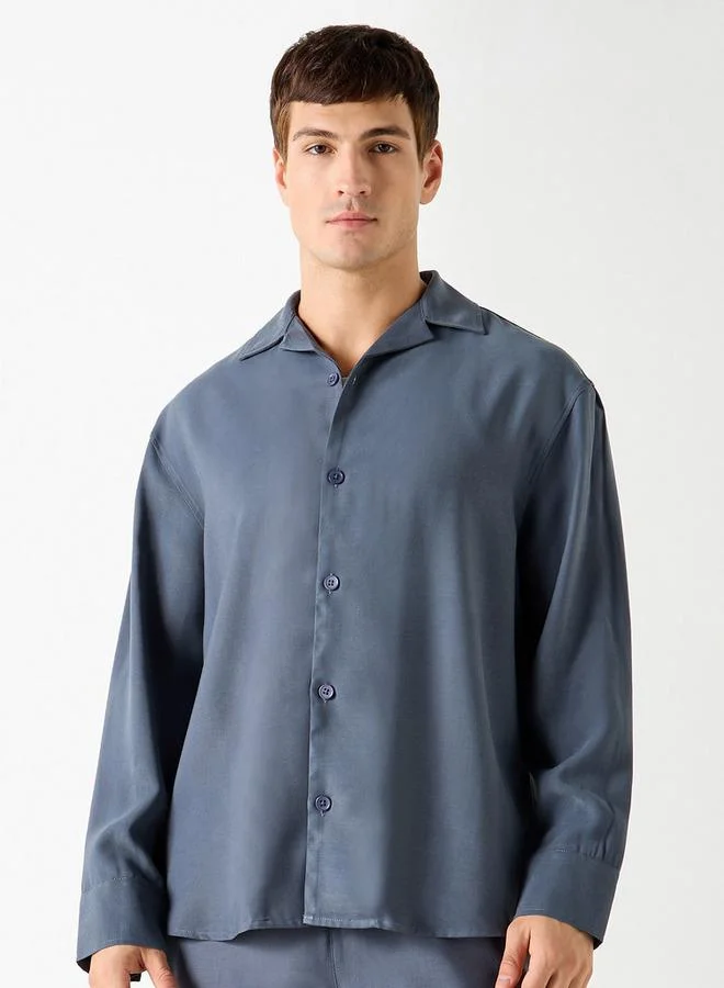 سبلاش فيڤ قميص بياقة قميص بأكمام طويلة بقصة مريحة