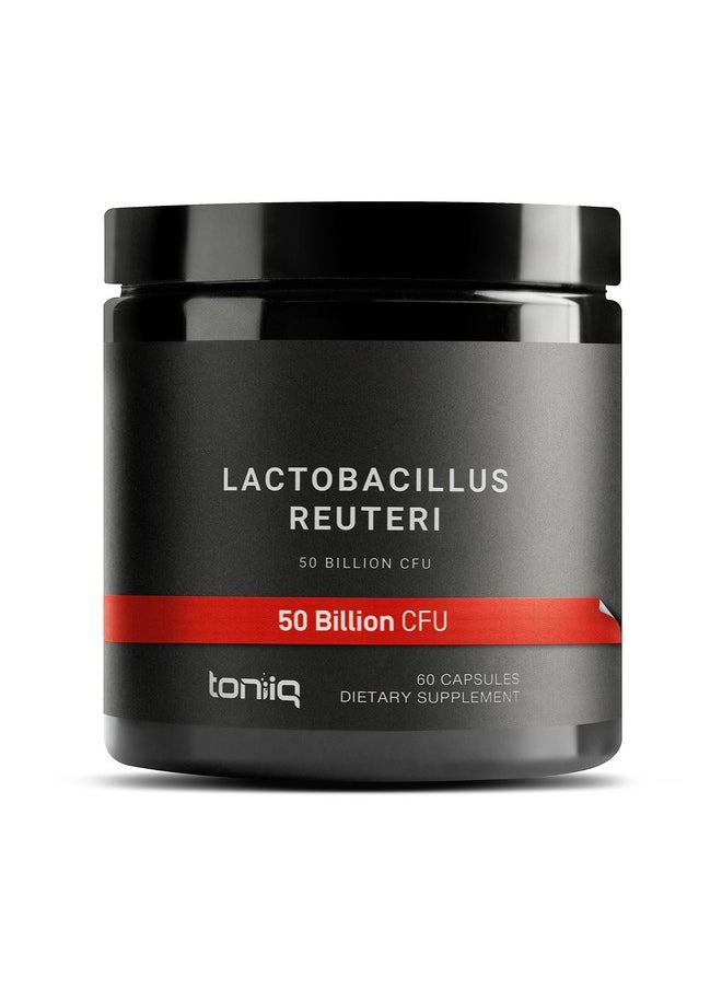 تونيق Toniiq 50 Billion CFU Lactobacillus Reuteri Probiotic 50mg لكل وجبة - L Reuteri Probiotics - أعلى عدد وحدات تشكيل مستعمرة Lactobacillus Reuteri Probiotic - 60 كبسولة نباتية - 60 وجبة  - Image 1