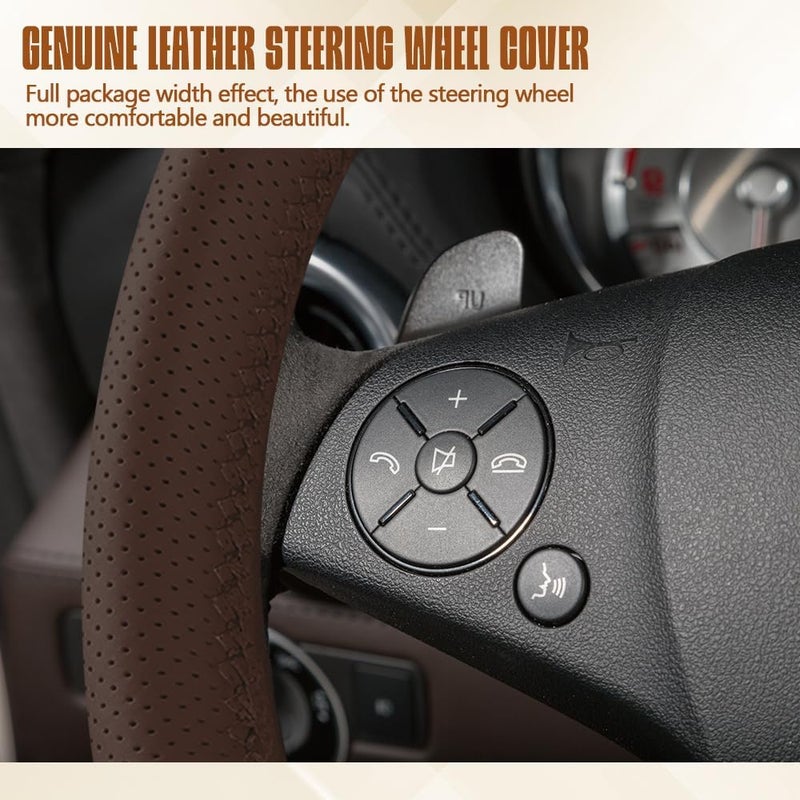 HEVLE Leather Steering Wheel Cover - 15 Inch - Image 5