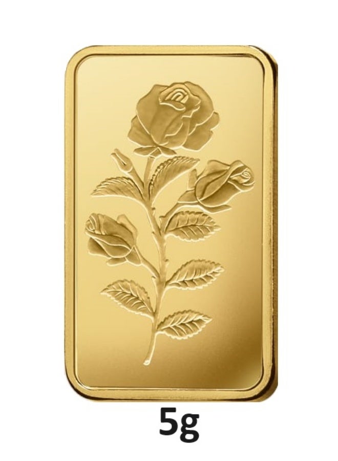 24-Karat Saudi Gold Bar - Weighing 5 Grams - Rose pattern - Image 1