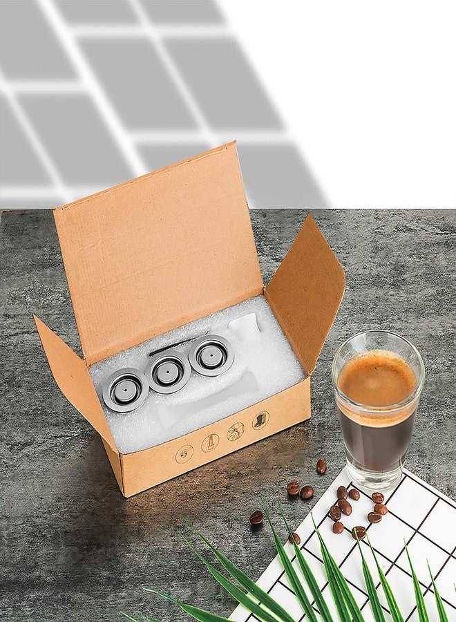 i Cafilas Reusable Coffee Pods Compatible with Nespresso Original Line, Stainless Steel Refillable Espresso Capsules with Tamper, Dishwasher Safe Metal Cups (3 Pods + 1 Tamper) - Image 2