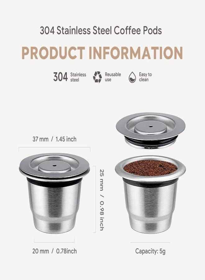i Cafilas Reusable Coffee Pods Compatible with Nespresso Original Line, Stainless Steel Refillable Espresso Capsules with Tamper, Dishwasher Safe Metal Cups (3 Pods + 1 Tamper) - Image 3