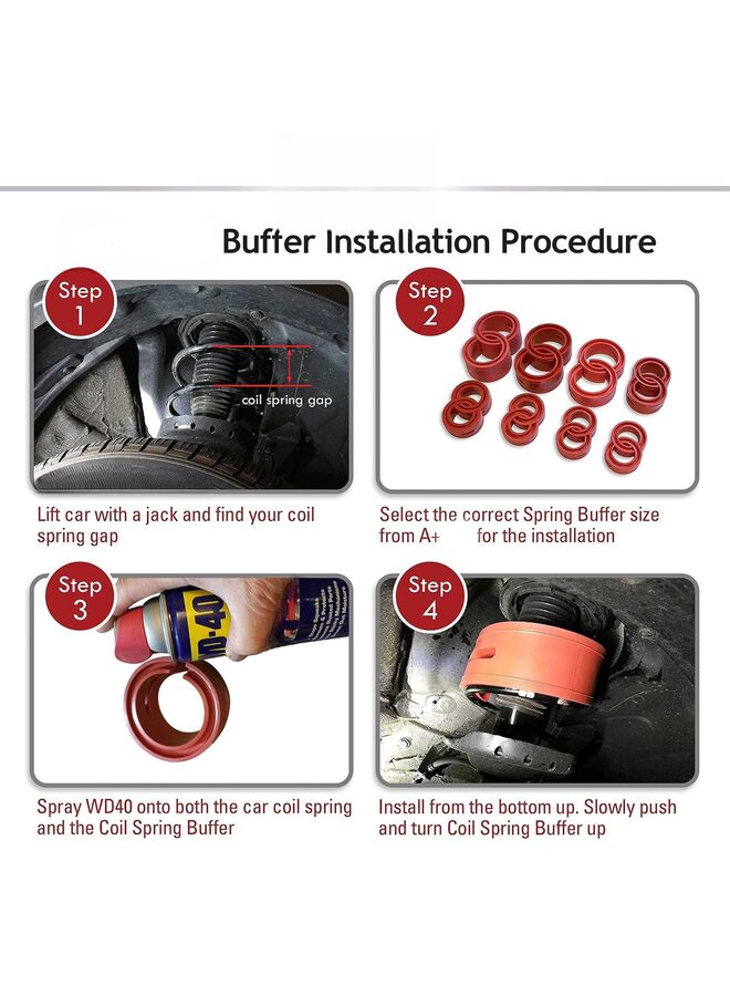 وسادة عازلة لزنبرك لولبي أمامي وخلفي للسيارة/حامل ممتص صدمات تعليق السيارات، طقم معزز للأداء، قطع غيار سيارات عالمية (A) - Image 3