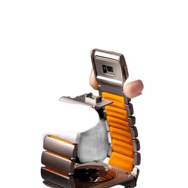 سوار ساعة ذكية سوار معدني من الستانلس ستيل متوافق مع Apple Watch 42/44/45/49mm بملاءمة قابلة للتعديل وحزام بديل بتصميم معدني أنيق باللون أسود قابل للتعديل - Image 4