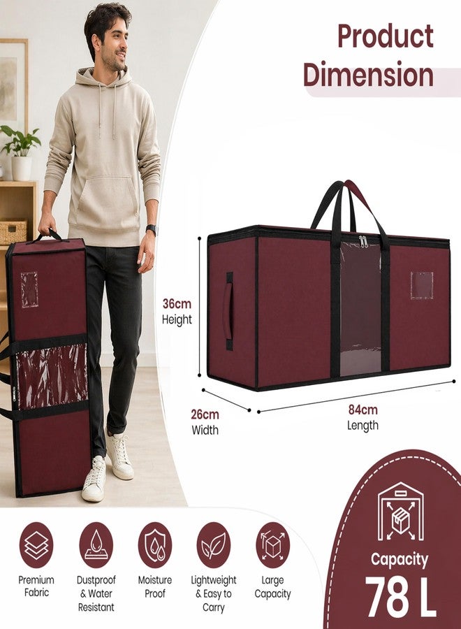 Storite Jumbo Super-Size 78L Canvas Moisture Proof MultiPurpose Heavy Duty Storage Bag for Toys/Stationery/Blankets/Clothes/Moving Bag With Strong Reinforced Handles Rectangular Maroon(84x26x36cm) - Image 2