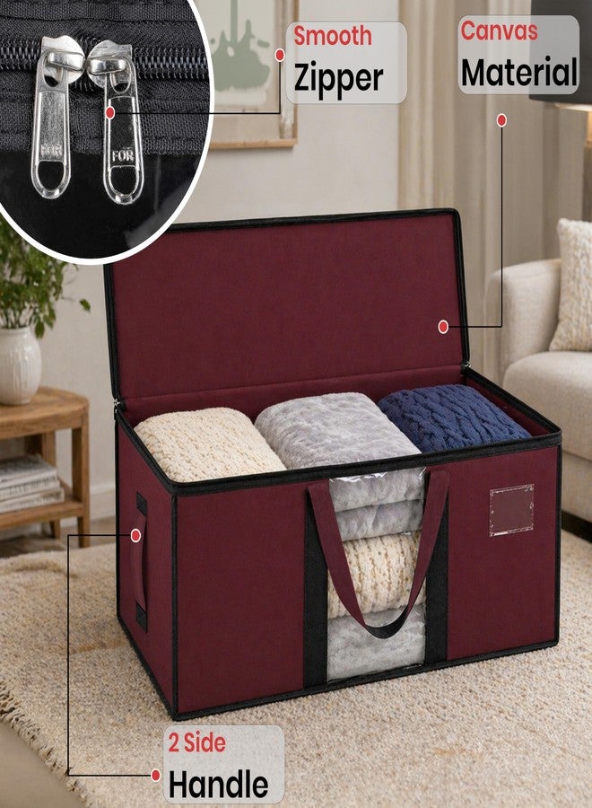 Storite Jumbo Super-Size 78L Canvas Moisture Proof MultiPurpose Heavy Duty Storage Bag for Toys/Stationery/Blankets/Clothes/Moving Bag With Strong Reinforced Handles Rectangular Maroon(84x26x36cm) - Image 5
