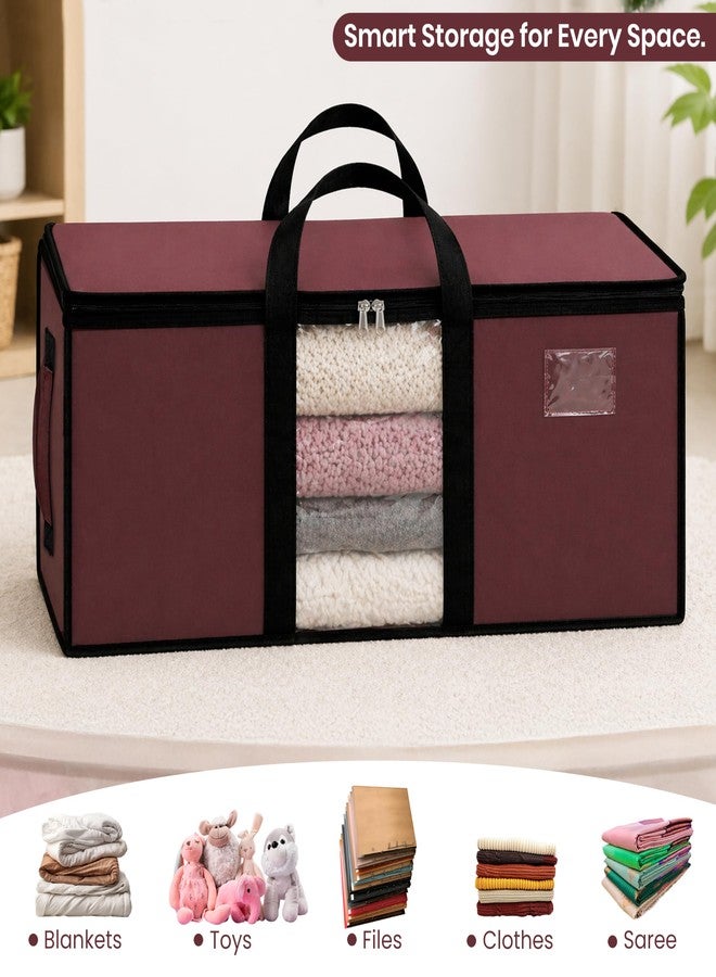 Storite Jumbo Super-Size 78L Canvas Moisture Proof MultiPurpose Heavy Duty Storage Bag for Toys/Stationery/Blankets/Clothes/Moving Bag With Strong Reinforced Handles Rectangular Maroon(84x26x36cm) - Image 3
