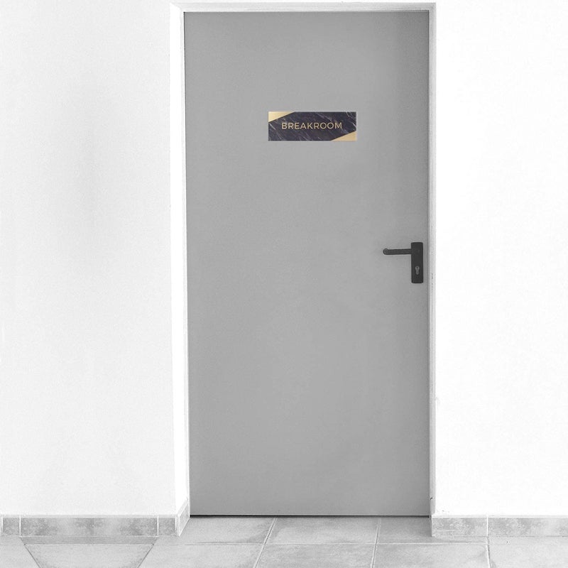 SBlabels Breakroom Sign With Braille/Small Business Easy Adhesive Mount Door And Wall Sign / 3" x 9" / Dark Marble Design - Image 2