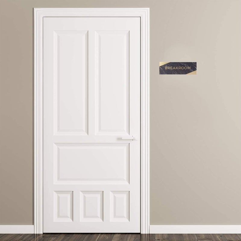 SBlabels Breakroom Sign With Braille/Small Business Easy Adhesive Mount Door And Wall Sign / 3" x 9" / Dark Marble Design - Image 3