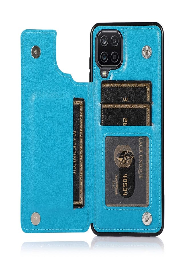 Asuwish Phone Case for Samsung Galaxy A12 with Tempered Glass Screen Protector Card Holder Wallet Cover Stand Flip Leather Cell Accessories Glaxay A 12 12A samsunga12case Cases Women Men Blue - Image 4