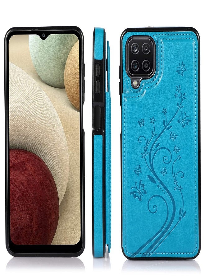 Asuwish Phone Case for Samsung Galaxy A12 with Tempered Glass Screen Protector Card Holder Wallet Cover Stand Flip Leather Cell Accessories Glaxay A 12 12A samsunga12case Cases Women Men Blue - Image 3