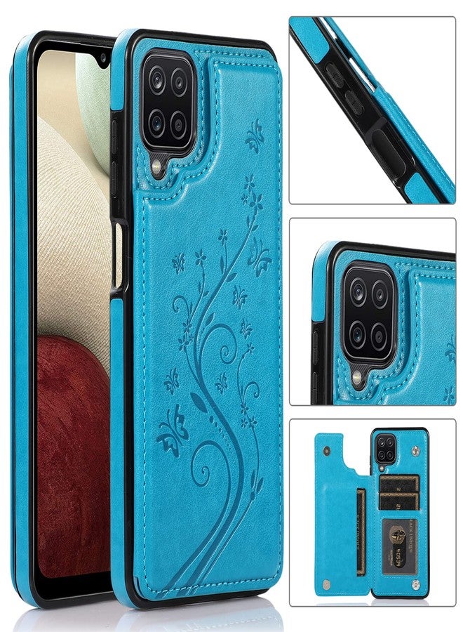 Asuwish Phone Case for Samsung Galaxy A12 with Tempered Glass Screen Protector Card Holder Wallet Cover Stand Flip Leather Cell Accessories Glaxay A 12 12A samsunga12case Cases Women Men Blue - Image 2