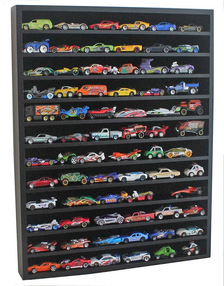 DisplayGifts Open Front Hot 1:64 Scale Toy Cars Wheels Matchbox Display Case Die-cast Model Cars Storage Cabinet - NO Door Cover in The Front (Black) - 26.5 X 18.75 X 3 Inches - Image 2