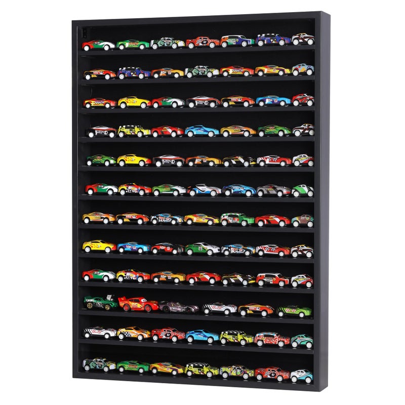 DisplayGifts Open Front Hot 1:64 Scale Toy Cars Wheels Matchbox Display Case Die-cast Model Cars Storage Cabinet - NO Door Cover in The Front (Black) - 26.5 X 18.75 X 3 Inches - Image 3
