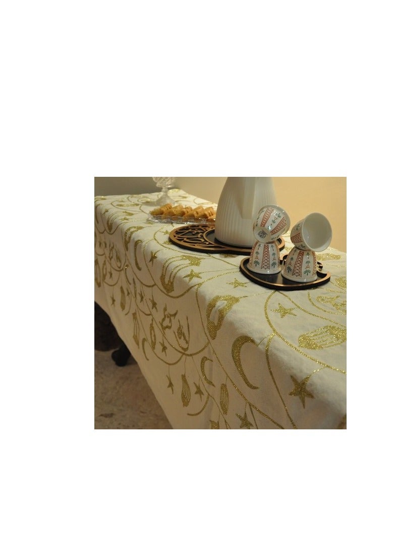 WAVY Table or wall cloth (140*140 cm) - Beige and gold Ramadan lanterns model - Image 1