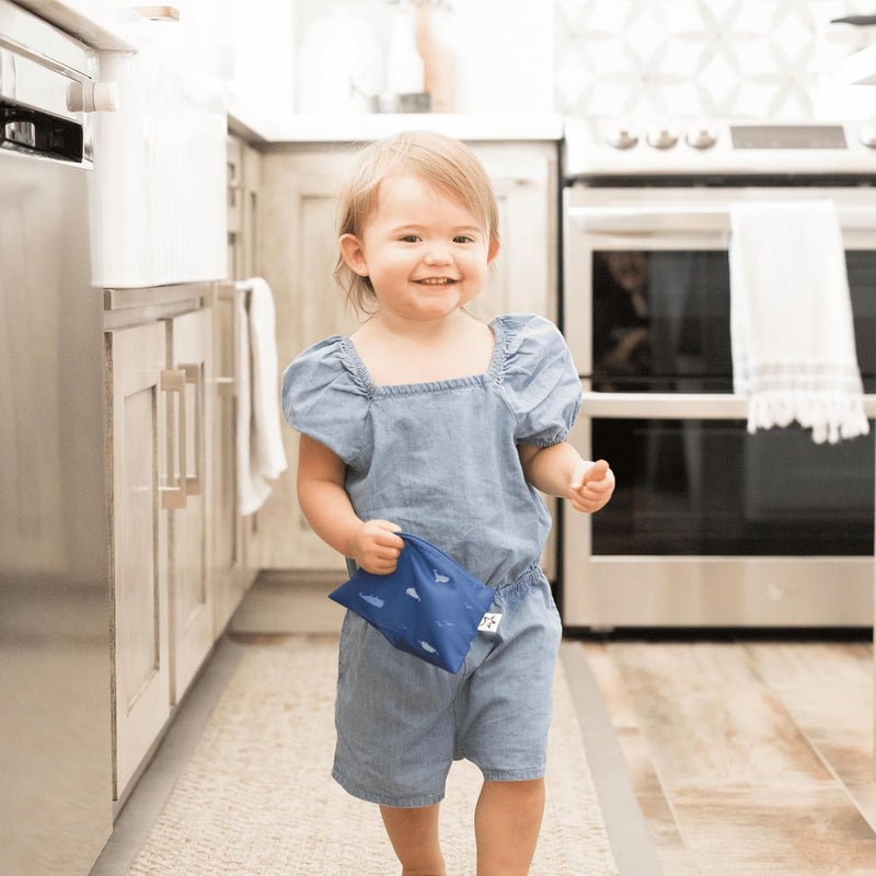 Tiny Twinkle Reusable Snack Bags for Kids – 3 Pack Snack Pouches & Sandwich Bag for Toddlers – Machine Washable, Mess-Proof for Lunch & Travel (Ocean) - Image 4