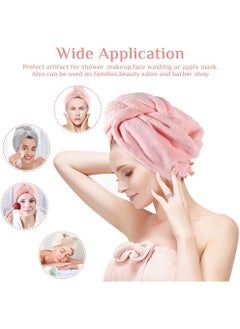 MEENIRA MEENIRA Hair Towel Warp Microfiber SuperAbsorbent Hair Turban for Drying Curly Long Thick Hair for Women Hair Caps Hair Cover Hair Dry Salon Shower Cap Multicolor Pack of 2  - Image 2