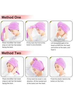 MEENIRA MEENIRA Hair Towel Warp Microfiber SuperAbsorbent Hair Turban for Drying Curly Long Thick Hair for Women Hair Caps Hair Cover Hair Dry Salon Shower Cap Multicolor Pack of 2  - Image 5