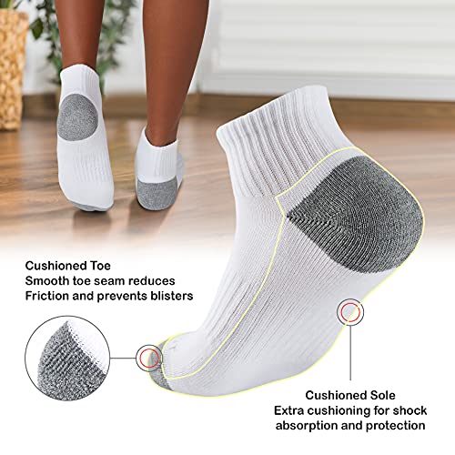 MONFOOT Men's/Women's 6 Pairs Daily Cushion Comfort Fit Performance Quarter Ankle Socks, White Large Multipack - Image 3