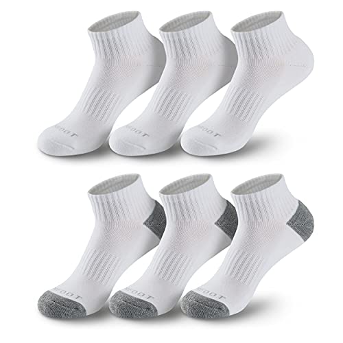 MONFOOT Men's/Women's 6 Pairs Daily Cushion Comfort Fit Performance Quarter Ankle Socks, White Large Multipack - Image 1