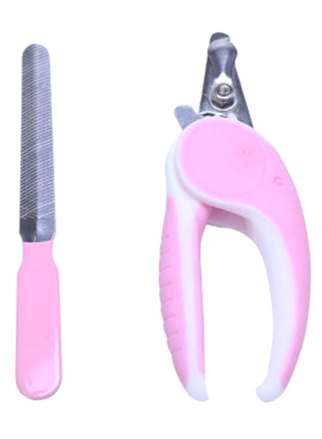 NIBEMINENT Safety Claw Nail Clipper With File Pink/White - Image 1