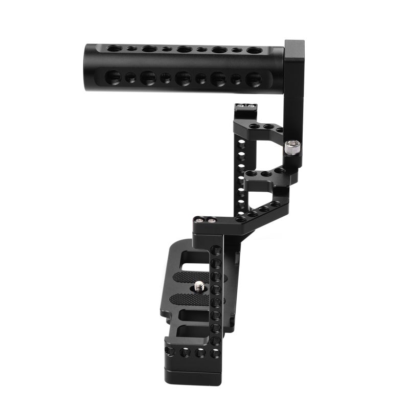 DSLR Camera Cage: Aluminum Alloy Rig With 1/4 Inch Screws, Anti-slip Pads, Dual Cold Shoe Mounts - Hollow Design For Quick Battery Access, Top Handle For Low Angle Shooting For Canon EOS 90D/80D/70D D - Image 2