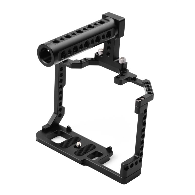 DSLR Camera Cage: Aluminum Alloy Rig With 1/4 Inch Screws, Anti-slip Pads, Dual Cold Shoe Mounts - Hollow Design For Quick Battery Access, Top Handle For Low Angle Shooting For Canon EOS 90D/80D/70D D - Image 3