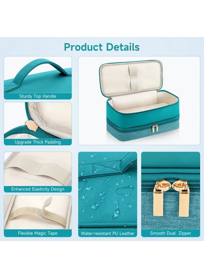 Adworte Travel Hair Dryer Case for Shark Flexstyle, Double-Layer Carrying Case for Shark Flex Style Blow Dryer, Portable Hair Tools Storage Organizer Bag for Shark Beauty Hairdryer Attchments (Teal Green) - Image 4
