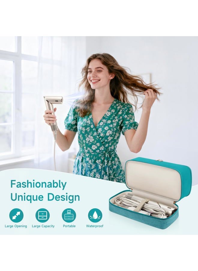 Adworte Travel Hair Dryer Case for Shark Flexstyle, Double-Layer Carrying Case for Shark Flex Style Blow Dryer, Portable Hair Tools Storage Organizer Bag for Shark Beauty Hairdryer Attchments (Teal Green) - Image 3
